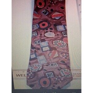 Vintage Oscar de la Renta Silk Abstract Geometric Multicolor Silk Necktie